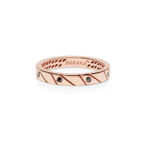 BARAKA Men's AN311001RODN260016 Logo Collection Rose Gold Black Diamonds Ring